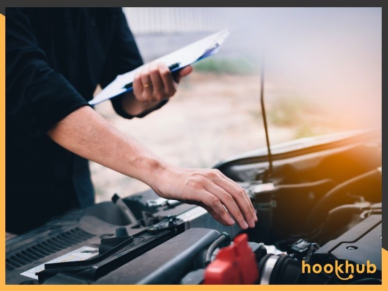 RV owner checking the engine