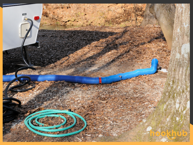 RV waste and water hookups at campsite