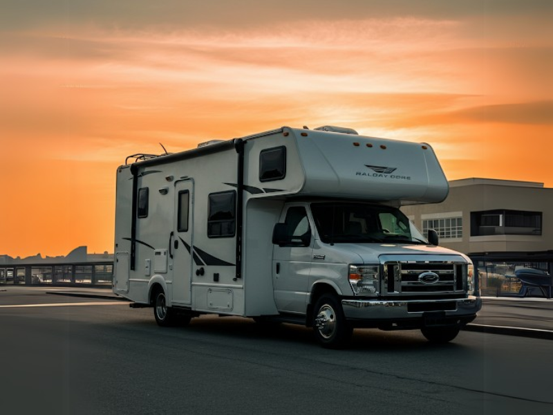 photo of a Class B RV parked in a city street