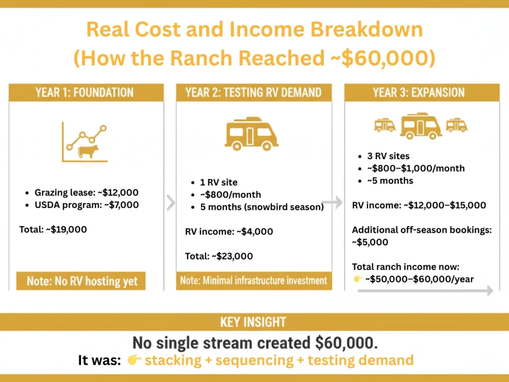 Real Cost and Income Breakdown (How the Ranch Reached ~$60,000)