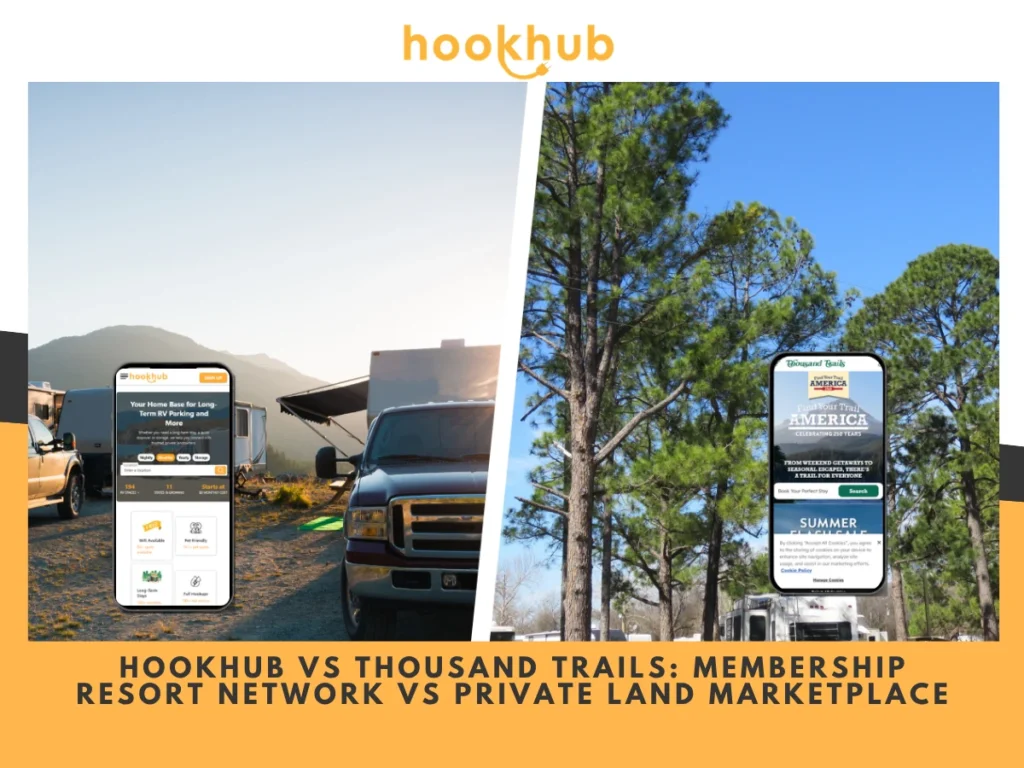 Hookhub vs Thousand Trails Membership Resort Network vs Private Land Marketplace